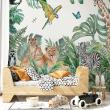 Papier peint pré-encollé - Papier peint panoramique jungle préencollé animaux de la savane H 250 x L 240 cm - ambiance-sticker.com