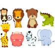 Stickers muraux enfants - Sticker 8 animaux de la jungle - ambiance-sticker.com