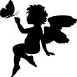Stickers de silhouettes et personnages - Sticker Ange avec un papillon - ambiance-sticker.com