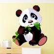 Stickers muraux  - Sticker animal Panda et son bambou - ambiance-sticker.com