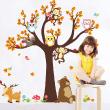 Stickers muraux Animaux - Sticker arbre géant avec hibou, singe et ours - ambiance-sticker.com