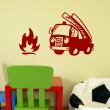 Stickers muraux pour les enfants - Sticker Sticker camion de pompier et flamme - ambiance-sticker.com