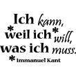 Stickers muraux citations - Sticker citation ich kann weil ich - Immanuel Kant - ambiance-sticker.com