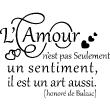 Stickers muraux citations - Sticker L'amour est un art - Honoré de Balzac - ambiance-sticker.com