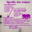 Stickers muraux pour la cuisine - Sticker citation recette Les crêpes, les ustensiles ...&#8203; - ambiance-sticker.com