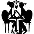 Stickers de silhouettes et personnages - Sticker coeur couple amoureux silhouette - ambiance-sticker.com