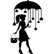 Stickers de silhouettes et personnages - Sticker Jeune dame avec parapluie en coeurs - ambiance-sticker.com