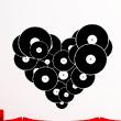 Stickers muraux design - Sticker mural Disques vinyles  en forme de cœur - ambiance-sticker.com