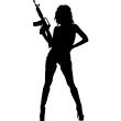 Stickers de silhouettes et personnages - Sticker Femme avec une mitraillette - ambiance-sticker.com
