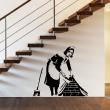 Stickers muraux design - Sticker mural femme de ménage - ambiance-sticker.com