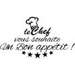 Sticker Le Chef vous souhaite un Bon appétit - Stickers muraux pour la cuisine - ambiance-sticker.com