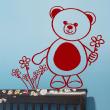 Stickers muraux pour les enfants - Sticker ours tenant une fleur - ambiance-sticker.com