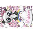 Stickers muraux prénom - Sticker personnalisé prénom panda sur arc en ciel girly - ambiance-sticker.com