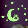 Stickers muraux phosphorescent - Sticker phosphorescent VERT L'hibou,la lune et les étoiles - ambiance-sticker.com