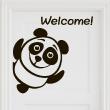 Sticker muraux pour portes - Sticker panda bienvenue - ambiance-sticker.com