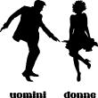 Sticker pour portes - Sticker porte wc Uomini donne en dansant - ambiance-sticker.com