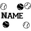 Stickers muraux prénom - Sticker prénom personnalisable Balles de baseball - ambiance-sticker.com