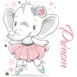 Stickers muraux prénom - Sticker prénom personnalisable éléphant ballerine - ambiance-sticker.com
