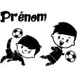Stickers muraux prénom - Sticker prénom personnalisé 2 garçons joueur de foot - ambiance-sticker.com