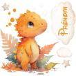 Stickers muraux prénom - Sticker prénom personnalisé bébé dinosaure orange - ambiance-sticker.com