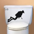 Stickers muraux pour WC - Sticker mural Silhouette plongeur - ambiance-sticker.com
