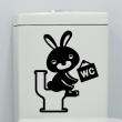 Stickers muraux pour WC - Sticker toilettes lapin rieur - ambiance-sticker.com