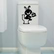 Stickers muraux pour WC - Sticker toilettes lapin rieur - ambiance-sticker.com