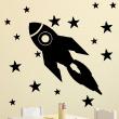 Stickers muraux pour les enfants - Sticker vaisseau spatial et étoiles - ambiance-sticker.com