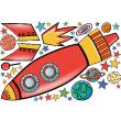 Stickers muraux Animaux - Stickers  fusée rouge dans l'espace - ambiance-sticker.com