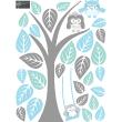 Stickers muraux pour les enfants - Stickers arbres de hiboux et ses feuilles magiques - ambiance-sticker.com