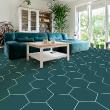 Wall decal cement floor tiles - Wall decal floor tiles non-slip duck blue hexagons - ambiance-sticker.com