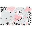 Stickers muraux pour les enfants - Stickers enfant girly lune et nuages amoureux dans les étoiles - ambiance-sticker.com
