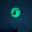 Stickers muraux phosphorescent - Stickers halloween lune phosphorescentes + sorcière et chauves-souris - ambiance-sticker.com