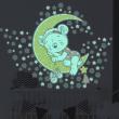 Stickers muraux pour les enfants - Stickers phosphorescents ourson fille sur la lune - ambiance-sticker.com