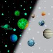 Stickers muraux pour les enfants - Stickers phosphorescents planètes du système solaire + 200 étoiles - ambiance-sticker.com