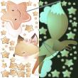Stickers muraux pour les enfants - Stickers phosphorescents renard dans les étoiles + 60 étoiles - ambiance-sticker.com