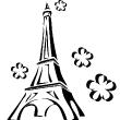 Stickers Paris - Tour eiffel entourée de fleurs - ambiance-sticker.com