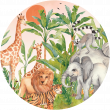 Papier peint préencollé - Fresque Papier peint pré-encollé animaux dans la jungle - ambiance-sticker.com