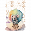 Stickers enfant animaux - Sticker koala en montgolfière aquarelle - ambiance-sticker.com