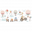 Blackout wall decals - Blackout and privacy sticker for window 1 meter x 40 cm animals and hot air balloon in the clouds - ambiance-sticker.com