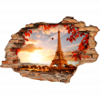Sticker muraux trompe l'oeil -  Sticker trompe l'oeil la Tour Eiffel en automne - ambiance-sticker.com