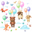Stickers muraux Animaux - Stickers animaux envolés en ballons - ambiance-sticker.com