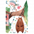 Stickers muraux Animaux - Stickers arbre géant et la cabane du bonheur - ambiance-sticker.com