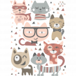 Stickers muraux pour les enfants - Stickers chats rigolos - ambiance-sticker.com