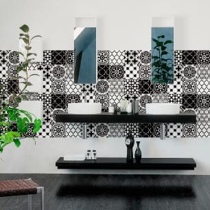 9 stickers carrelages azulejos classique nuance noir et blanc