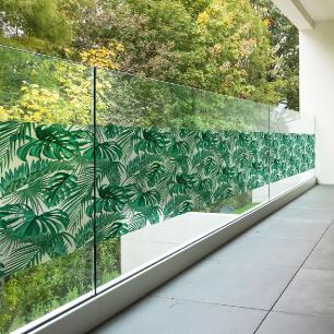 Autocollant pour vitre et fenêtre - privatif - vitrophanie 200x40cm - feuilles de palmier vert foncé