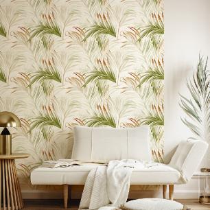 Papier peint préencollé tropical feuilles de palmier vert pastel H300 x L60 cm