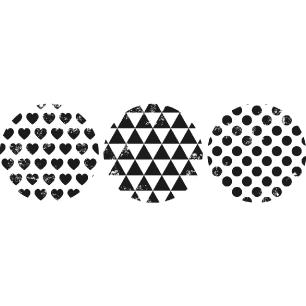 Wall decals 3 ornamental circles  Black and white with hearts
