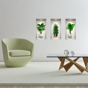 Wall decal 3D plants in its pretty vases