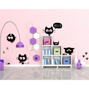 4 small funny cats Wall decal